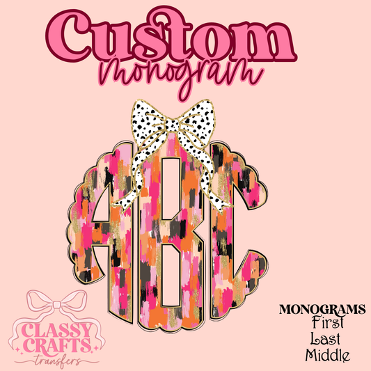 Fall Gold Brushstroke - Custom Monogram Transfer