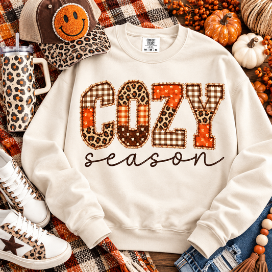 Cozy Season Patchwork Plaid Leopard Fall Letters (DTF)