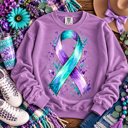 Teal and Purple Watercolor Awareness Ribbon (DTF)