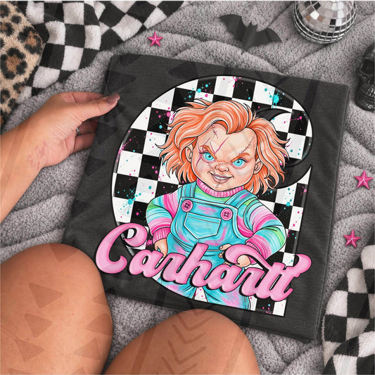 Carhartt Creepy Doll Checkered Pink Splatter (DTF)