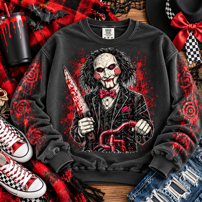 Rhinestone Creepy Puppet Clown Bloody Knife Tricycle (DTF)