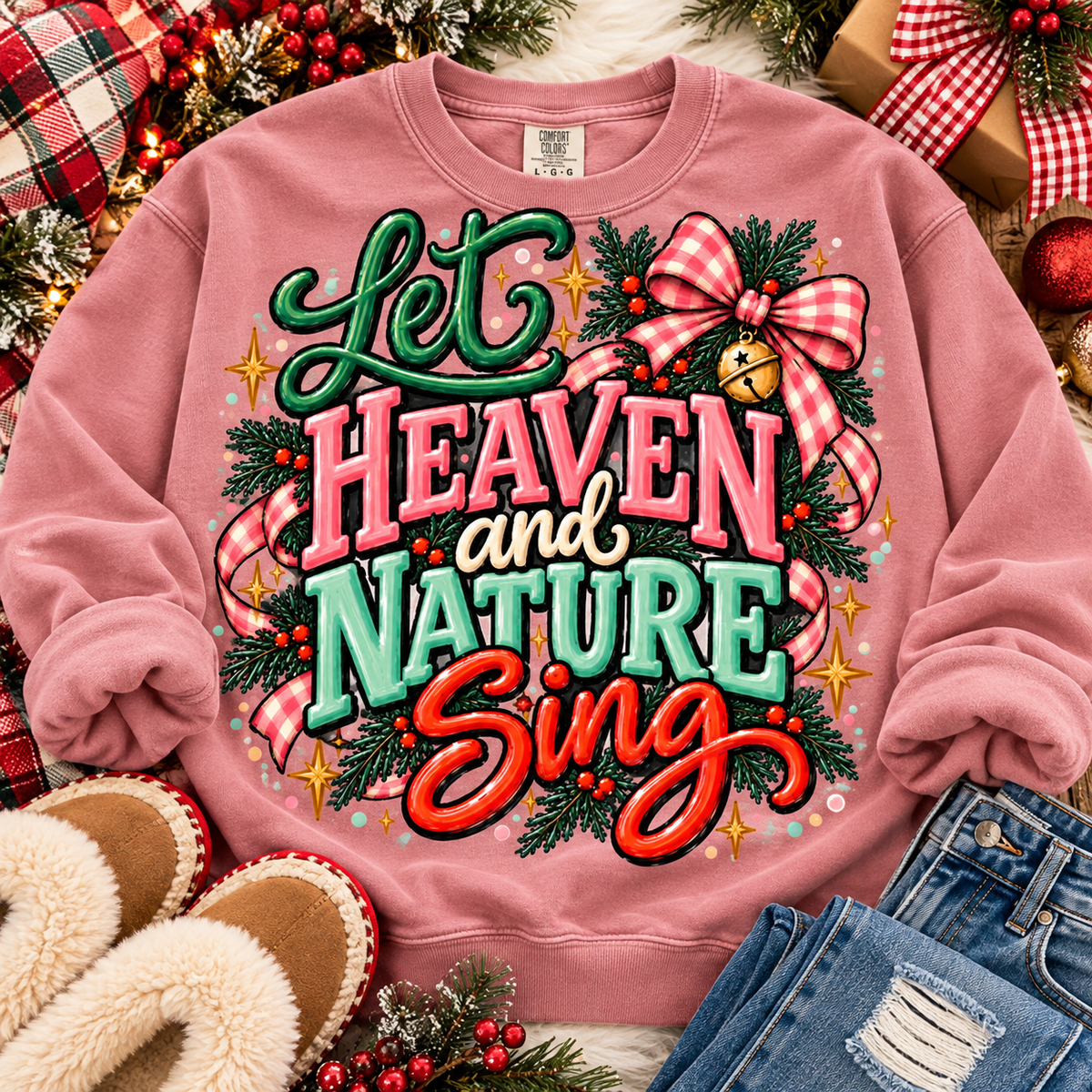 Let Heaven and Nature Sing Christmas Typography (DTF)