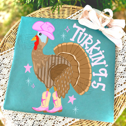 Turkin Girls Cowboy Hat Boots Thanksgiving Turkey (DTF)