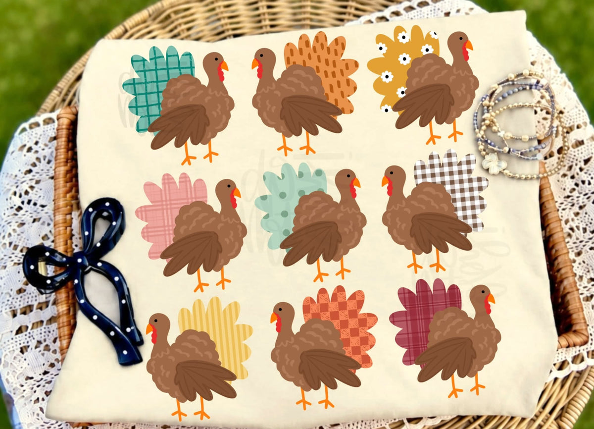 Patterned Thanksgiving Turkey Bundle Set of Nine (DTF)