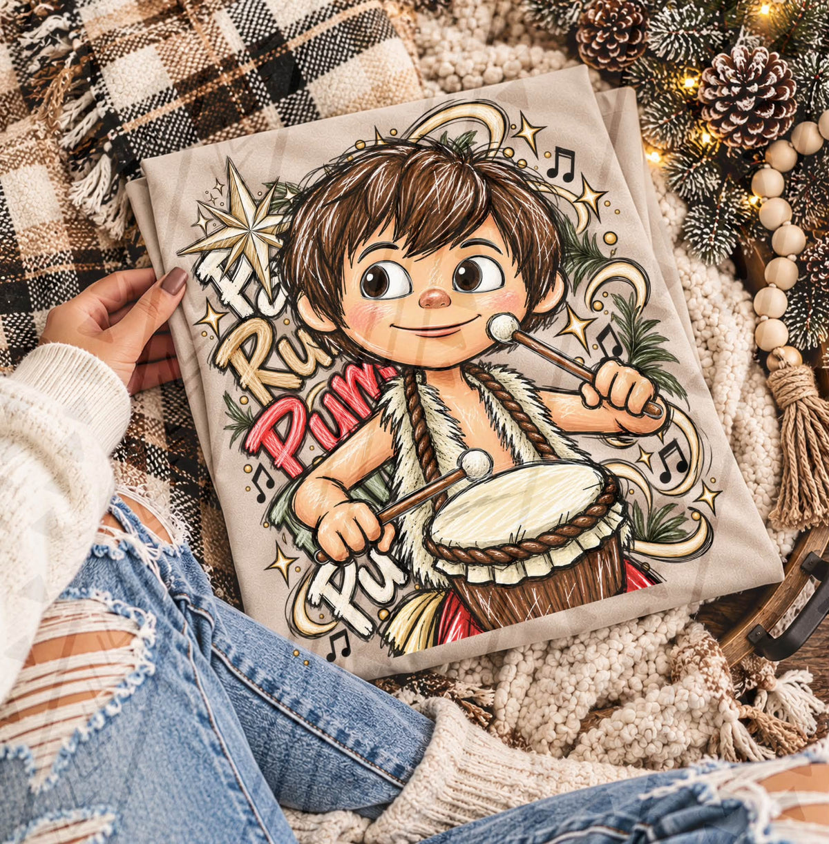 Rum Pum Pum Little Drummer Boy Christmas Star (DTF)