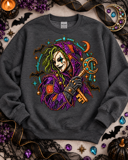 Dark Jester Clown with Magic Key Bats & Moon Gems (DTF)