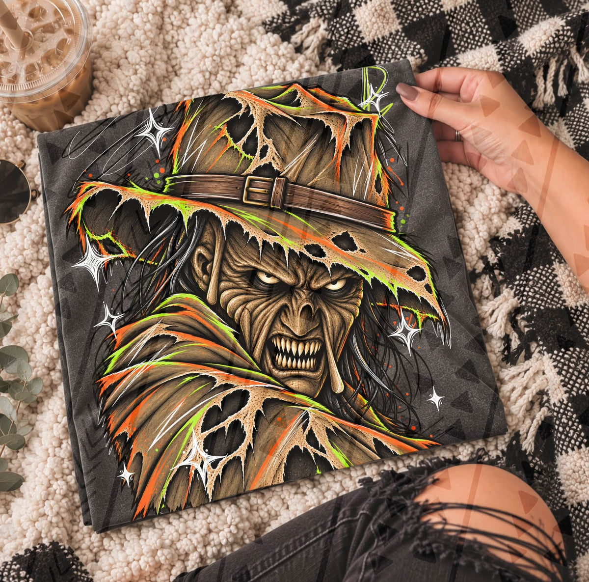 Ragged Hat Evil Monster Snarling Horror Face (DTF)