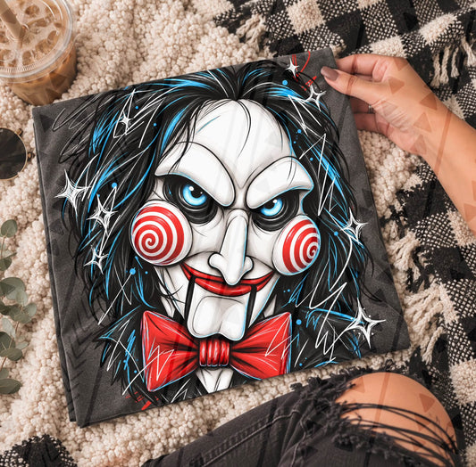 Creepy Ventriloquist Puppet Red Bow Tie Horror Clown (DTF)