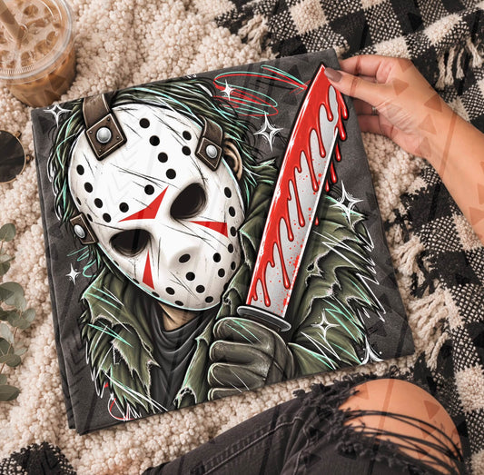 Horror Masked Killer With Bloody Machete Illustration (DTF)
