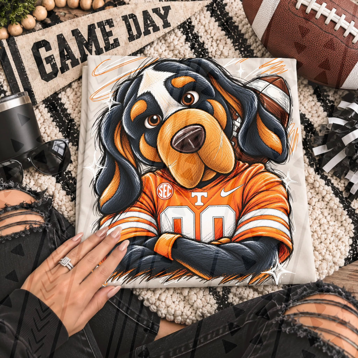 Tough Dog #00 Orange SEC Football Jersey Arms Crossed (DTF)