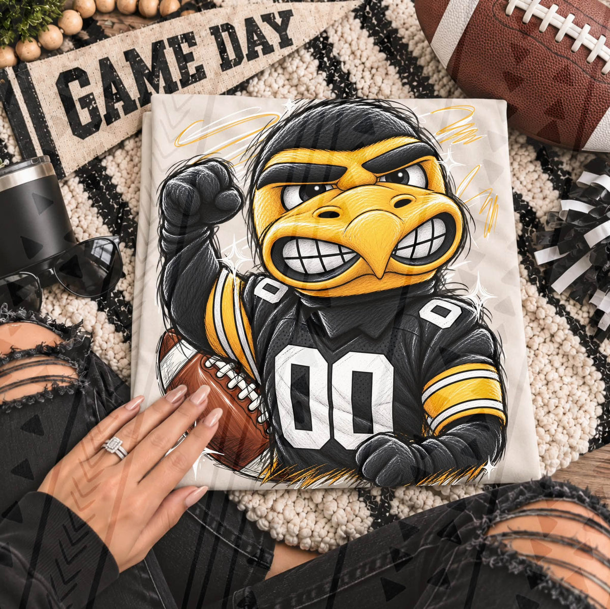 Fierce Golden Bird Mascot Football Jersey 00 (DTF)