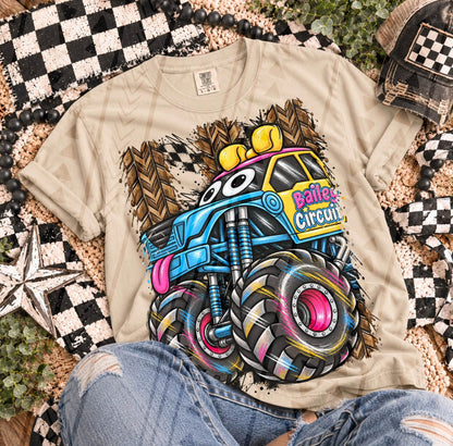 Cartoon Monster Truck Bailey Circuit Mud Splatter (DTF)
