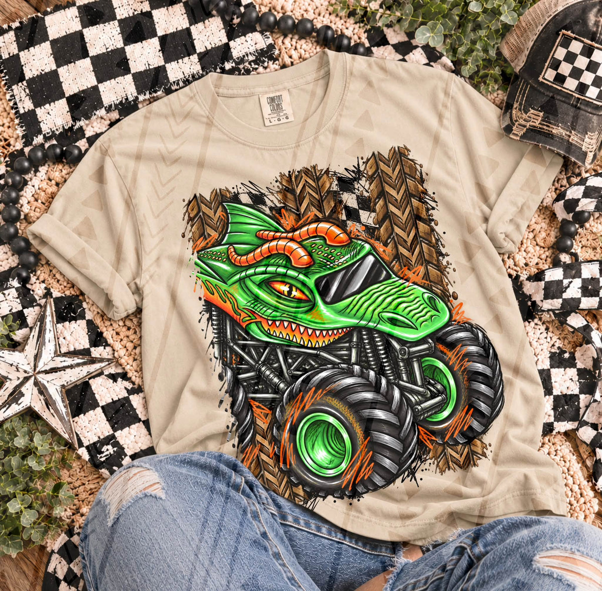 Green Dragon Monster Truck Mud Racing (DTF)