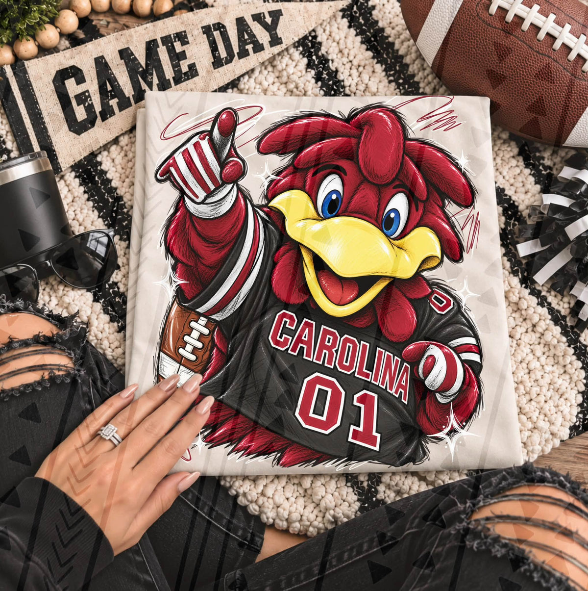 Gamecock Mascot Carolina 01 Football Jersey (DTF)