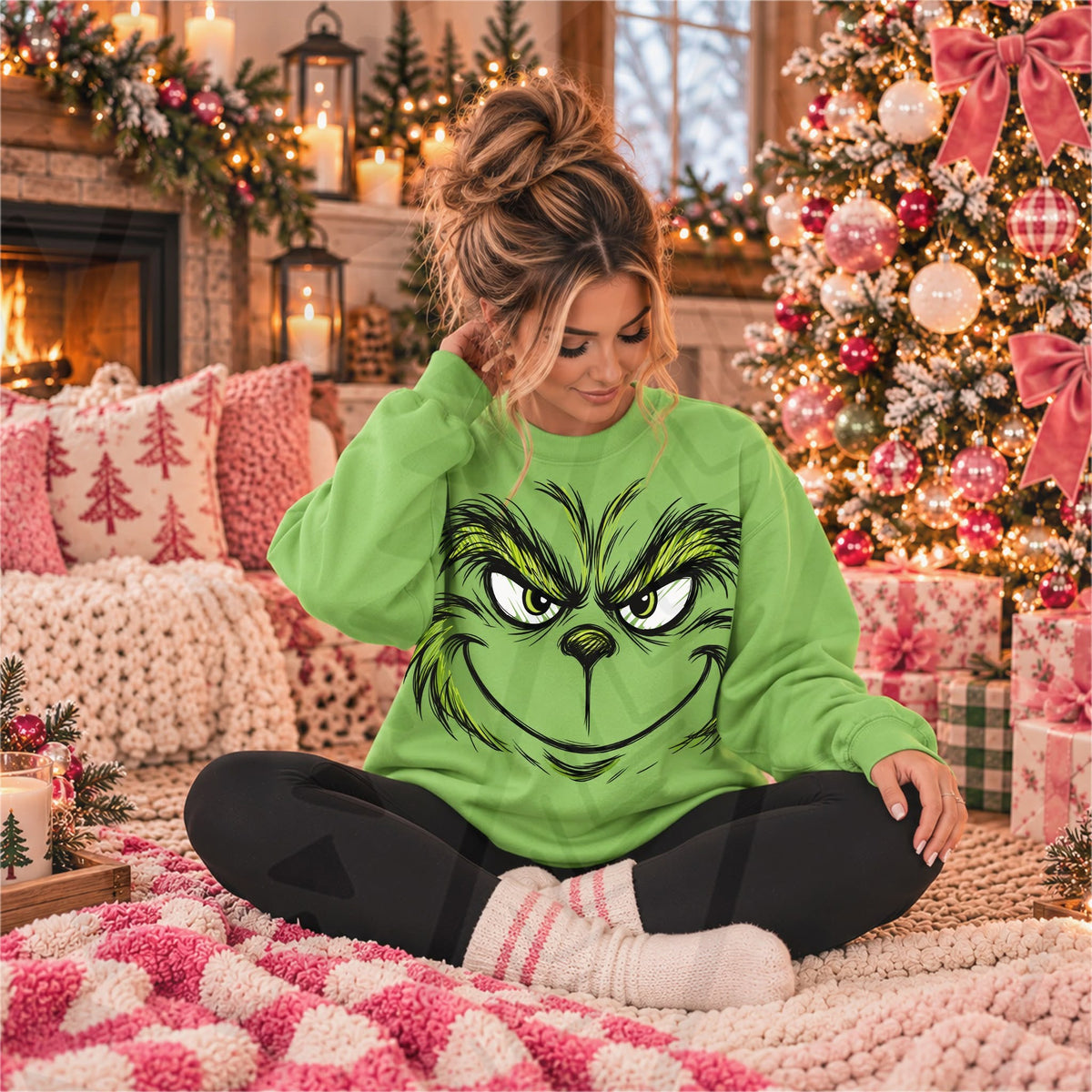 Mischievous Green Furry Creature Evil Grin Face G-Man (DTF)