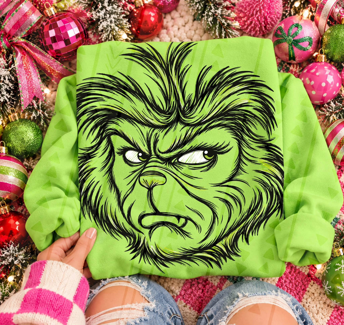 Grumpy Green Furry Creature Scowling Face (DTF)