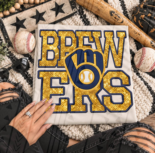 Brewers Gold Glitter Sequin Embroidery Patch Logo (DTF)