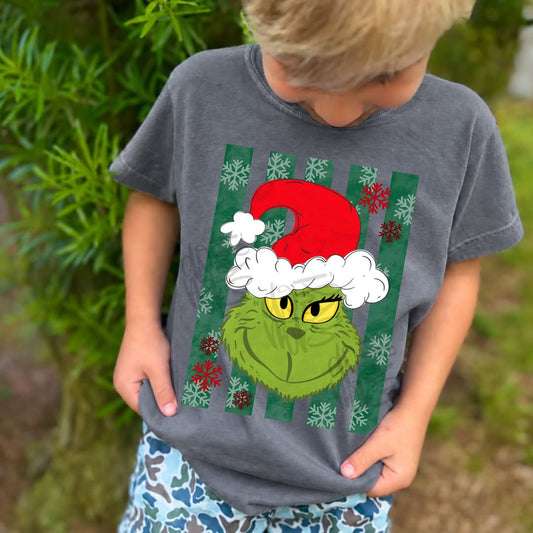 Sneaky Green Furry G-Man Santa Hat Snowflakes (DTF)
