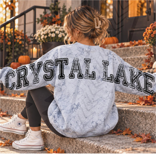 Distressed Varsity Crystal Lake Text (DTF)
