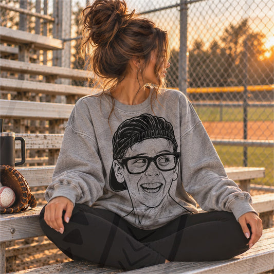 Black and White Winking Man with Glasses and Beanie (DTF)