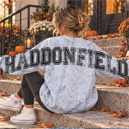 Haddonfield Distressed Collegiate Block Letter Text (DTF)