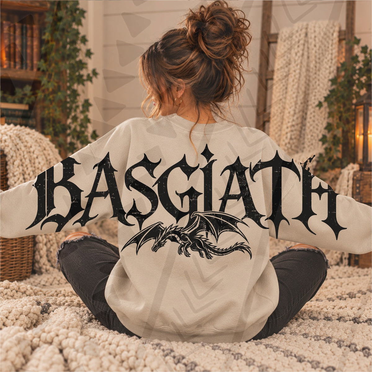 Basgiath Gothic Blackletter Text with Dragon (DTF)