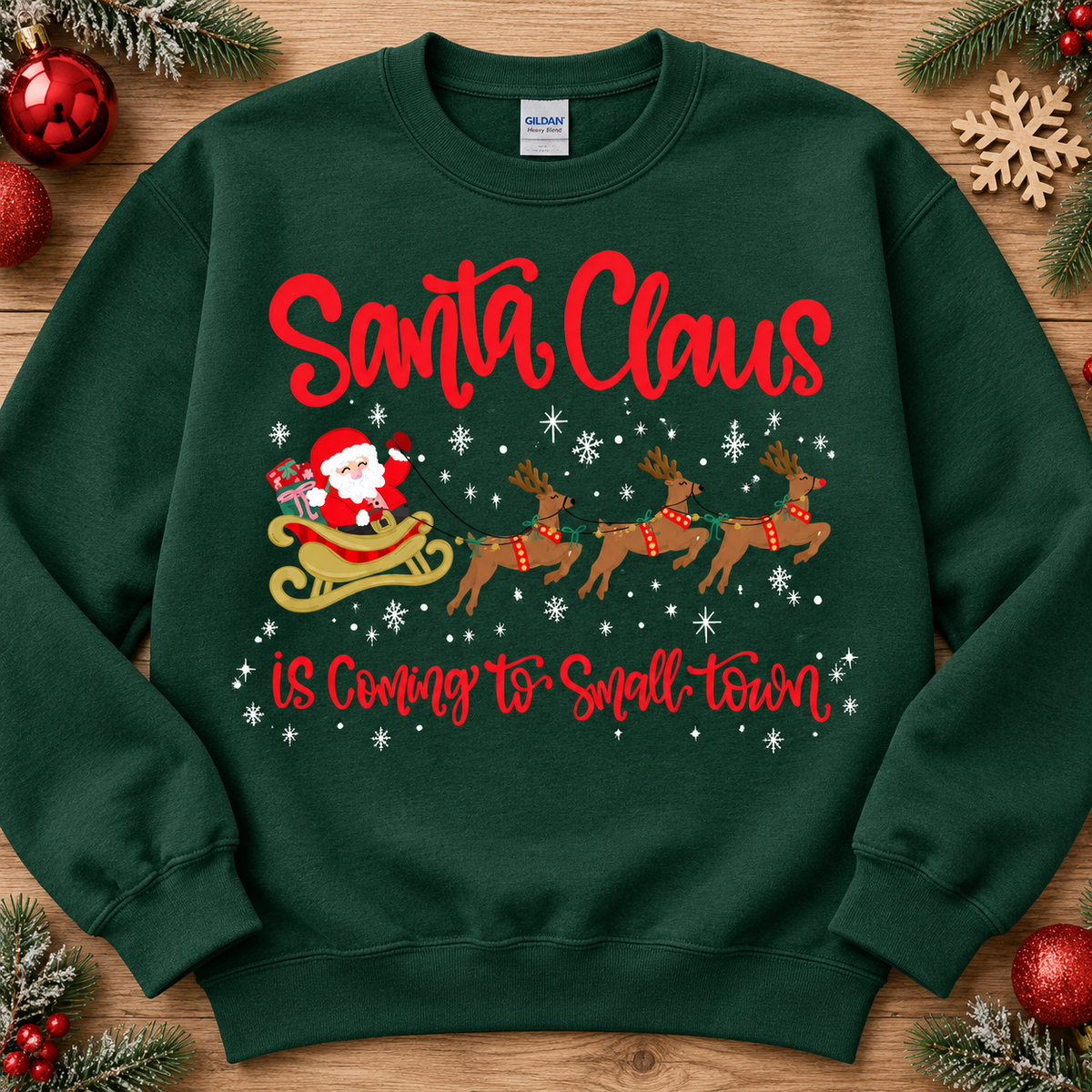 Santa Claus Is Coming To Small Town Sleigh Reindeer (DTF)