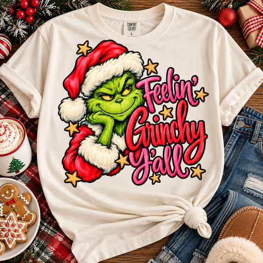 Feelin' Grinchy Y'all G-Man Santa Hat Stars (DTF)