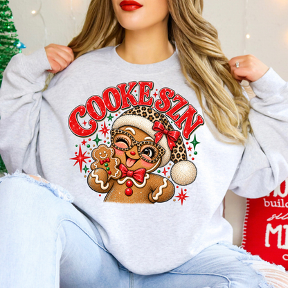 Cookie Szn Sassy Gingerbread Girl Leopard Santa Hat (DTF)