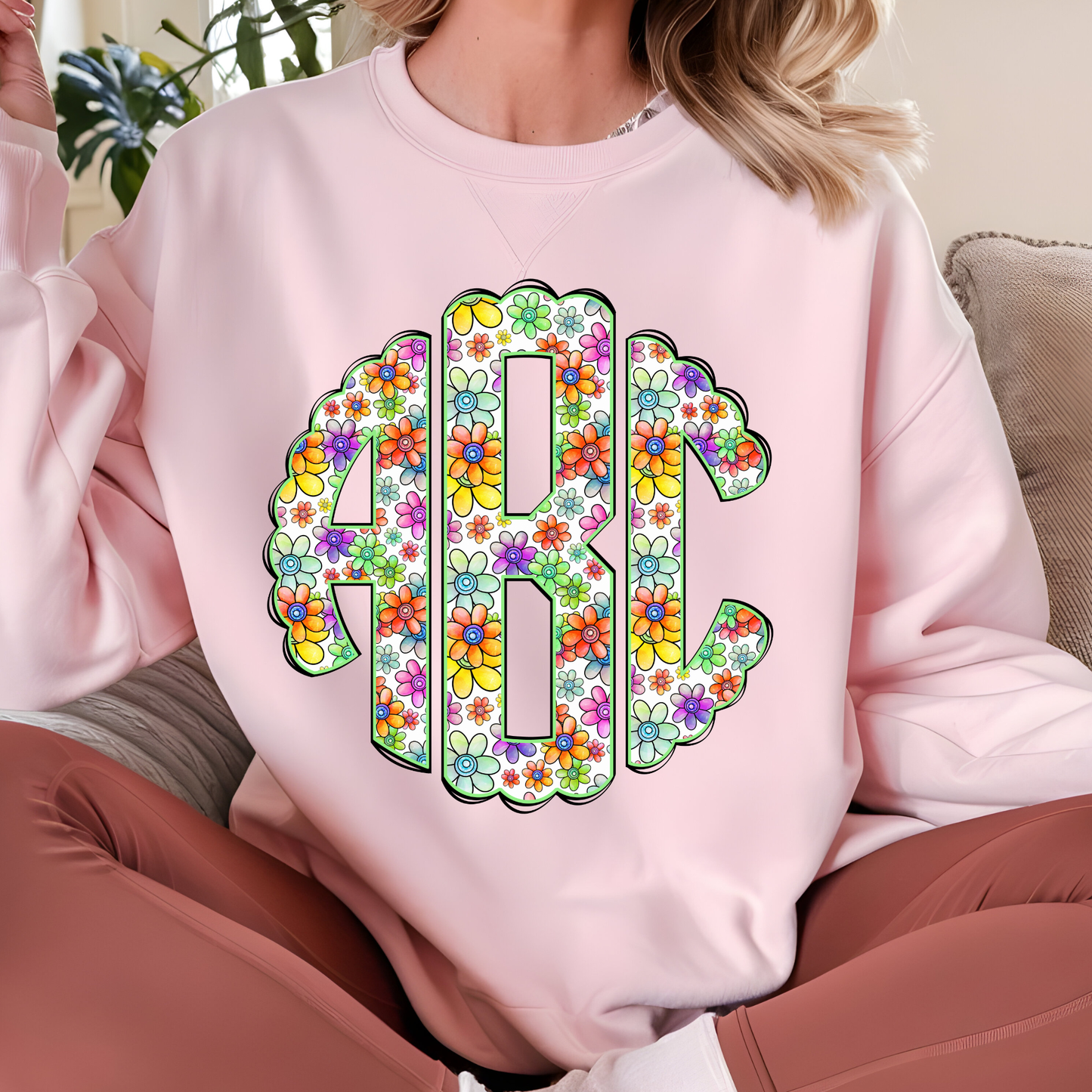 Multicolor Daisies - Custom Monogram Transfer