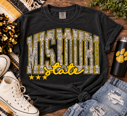Missouri State Tigers Camo Distressed Arch Letters (DTF)