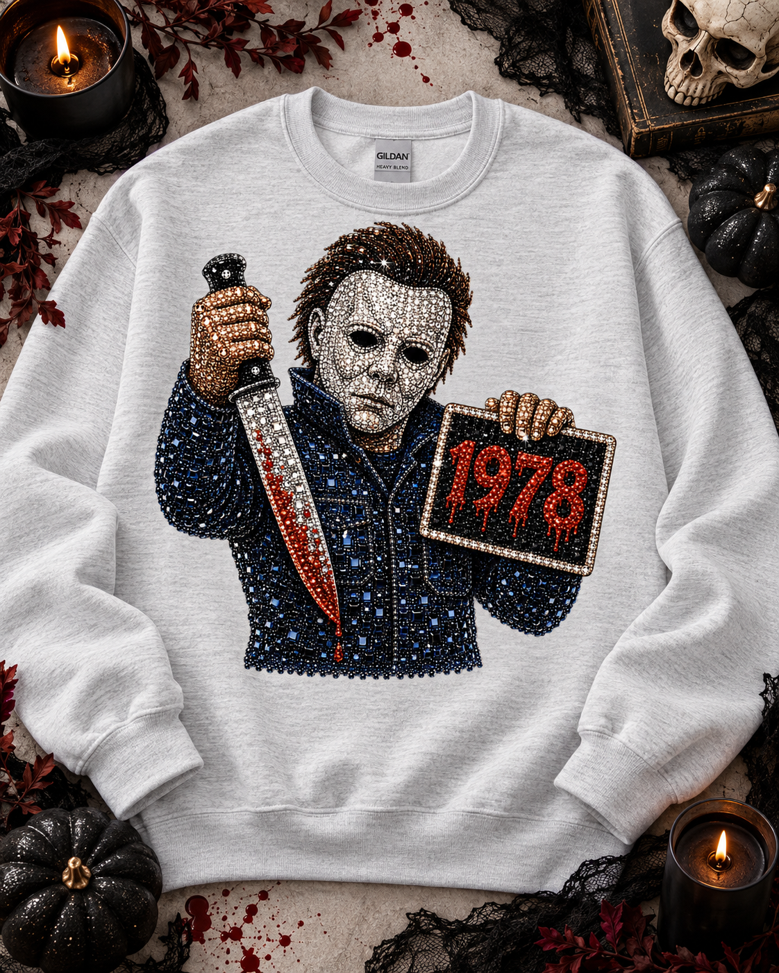 Rhinestone Horror Masked Killer 1978 Bloody Knife (DTF)