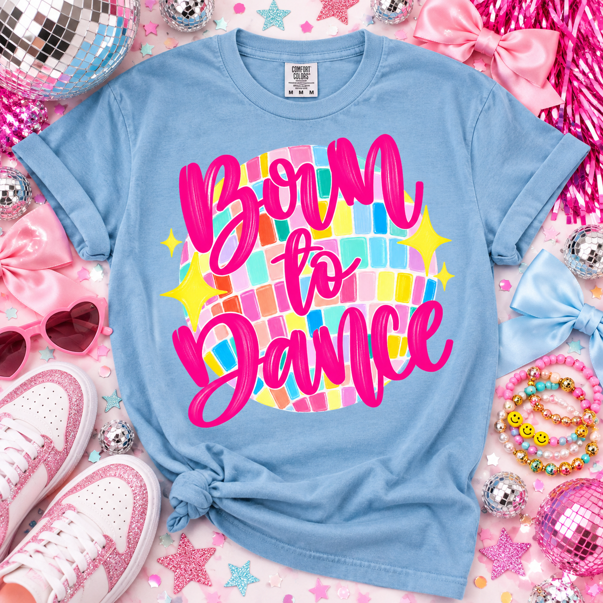 Born to Dance Colorful Disco Ball Sparkle (DTF)
