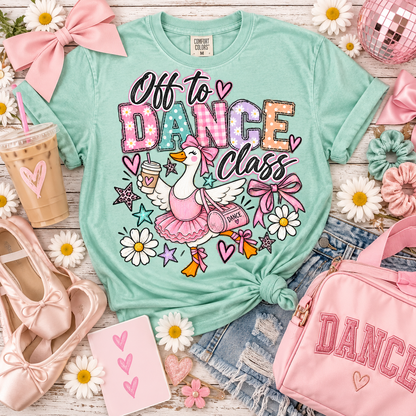 Off To Dance Class Ballerina Duck with Coffee (DTF)