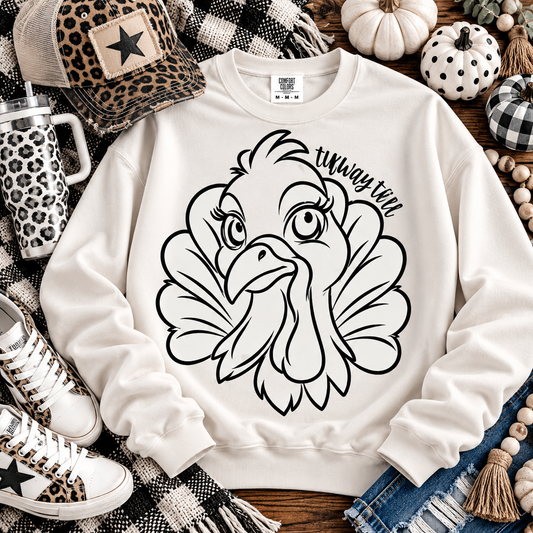 Turkey Szn Cartoon Turkey Face with Feathers (DTF)
