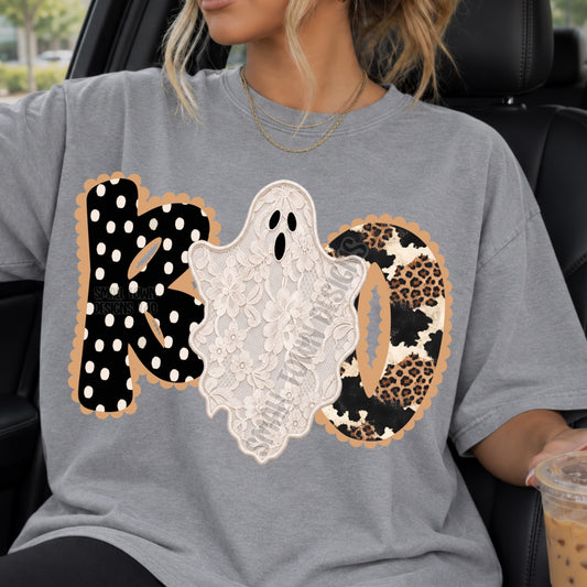Boo Polka Dot Lace Ghost Leopard Cowhide Letters (DTF)