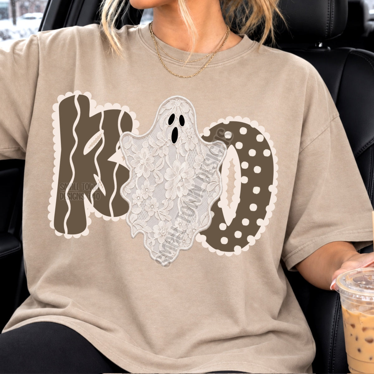Boho BOO Lace Floral Ghost Halloween (DTF)