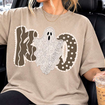 Boho BOO Lace Floral Ghost Halloween (DTF)