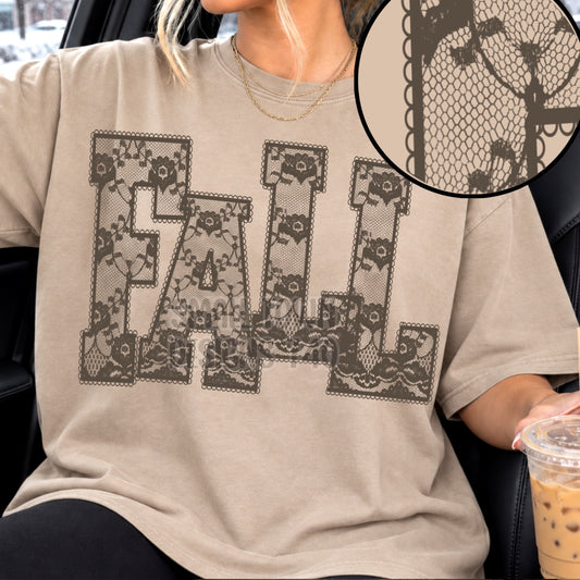 Lace Floral FALL Word Art Brown Vintage (DTF)