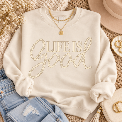 Life Is Good Chain Link Script Typography (DTF)