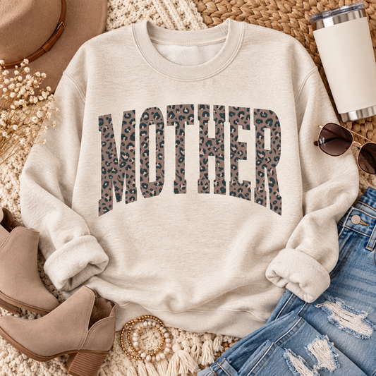 MOTHER Bold Leopard Print Arched Text (DTF)
