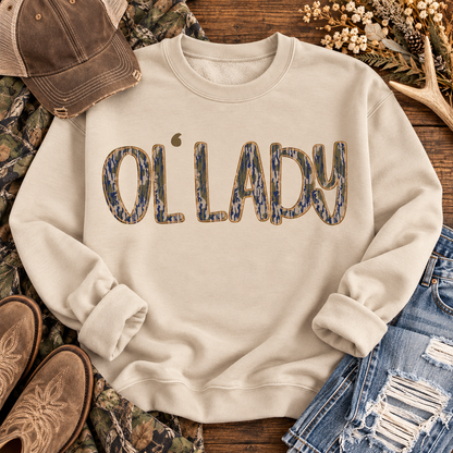 Ol' Lady Camo Woodland Bolt Text (DTF)