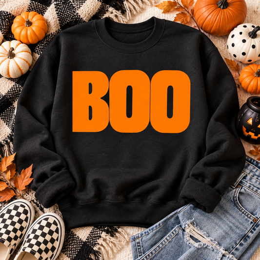 Bold Orange BOO Halloween Typography (DTF)
