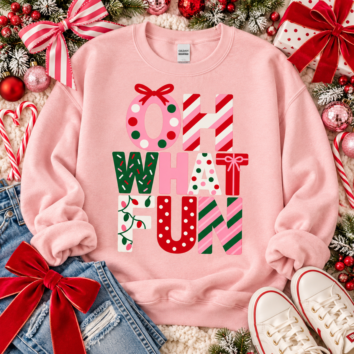 Oh What Fun Festive Holiday Patterned Letters (DTF)