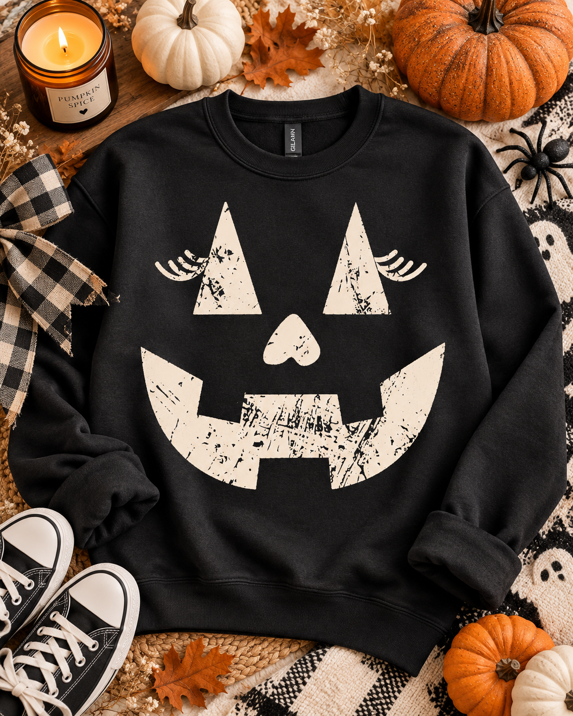 Distressed Jack-O-Lantern Face Halloween Pumpkin (DTF)