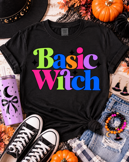 Basic Witch Bold Retro Colorful Text with Stars (DTF)