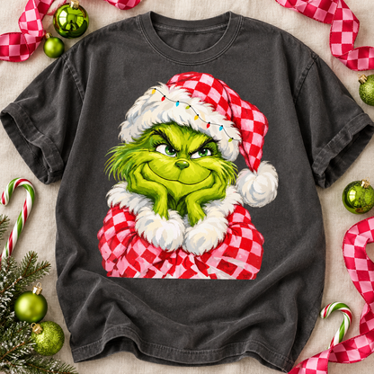 Smirking Green G-Man Santa Hat Christmas Lights (DTF)