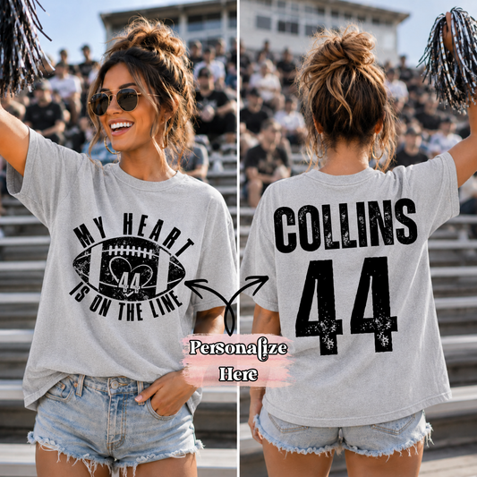 Distressed My Heart Football - ‼️Fully Customizable Transfer‼️