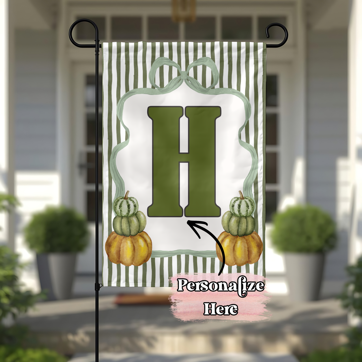 Coquette Stripes & Pumpkins Flag - 12x18 Inches - ‼️Fully Customizable Transfer‼️