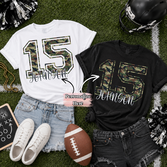 Camo Sports Number - ‼️Fully Customizable Transfer‼️